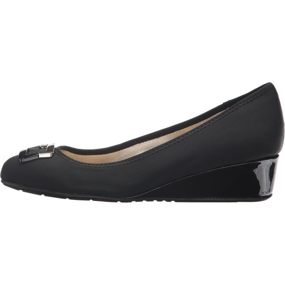 Bandolino Womens Black Fabric Closed Rounded Toe Flexible Wedge Flat Tad Pump - Picture 8 of 8